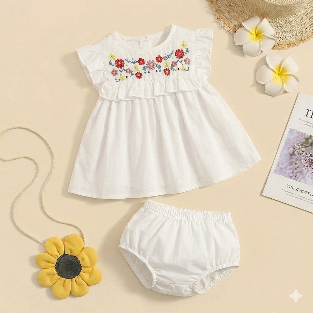 Hand embroidered Daisy Frock