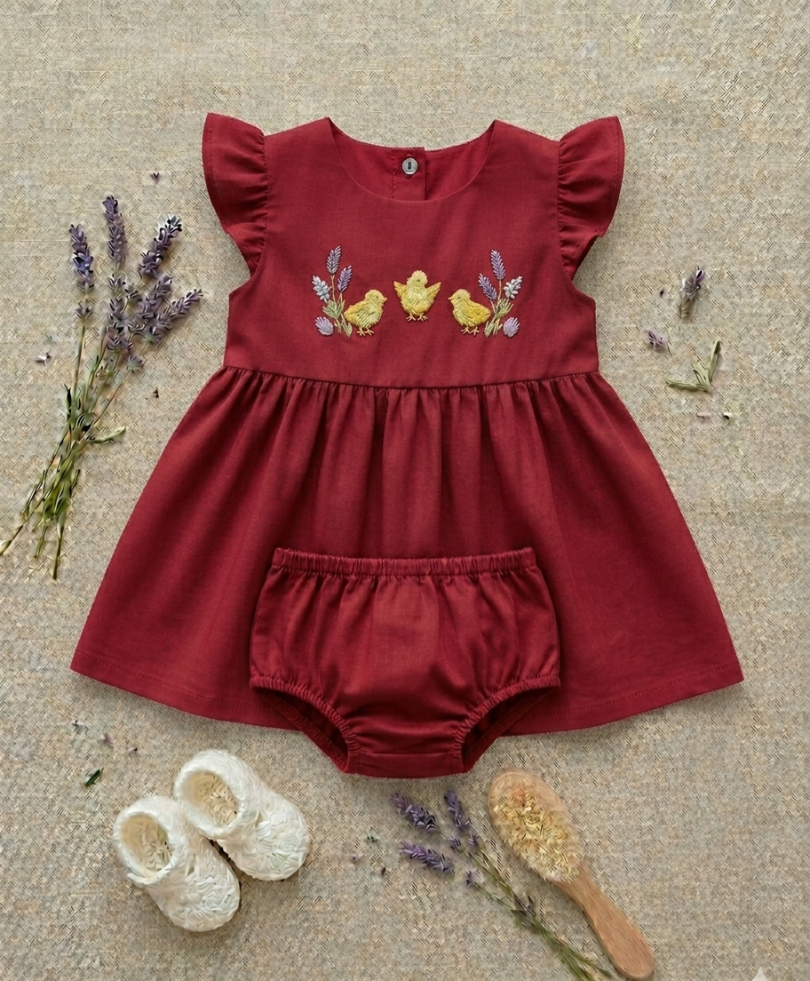 Hand Embroidered Duckling Frock