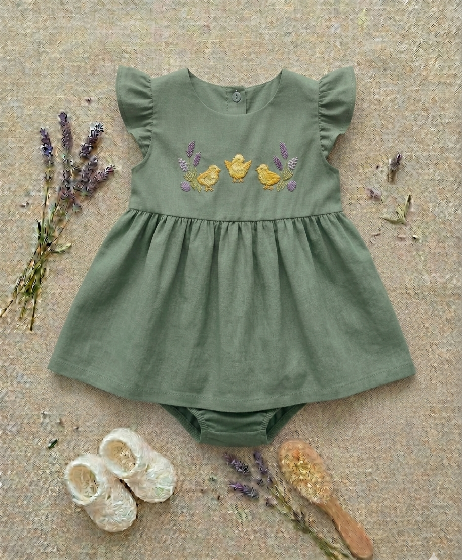Hand Embroidered Duckling Frock