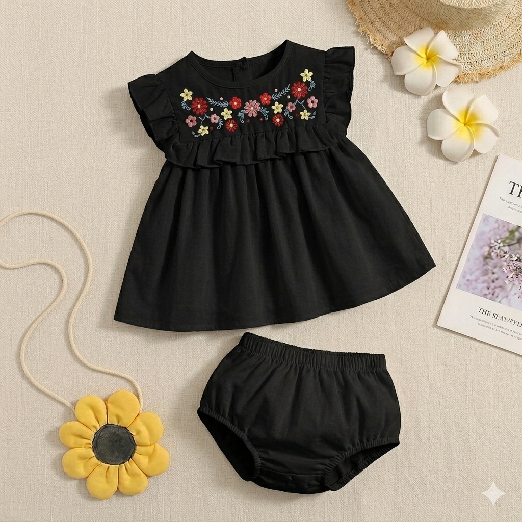 Hand embroidered Daisy Frock
