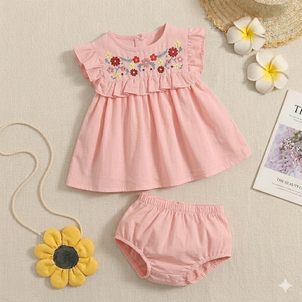Hand embroidered Daisy Frock