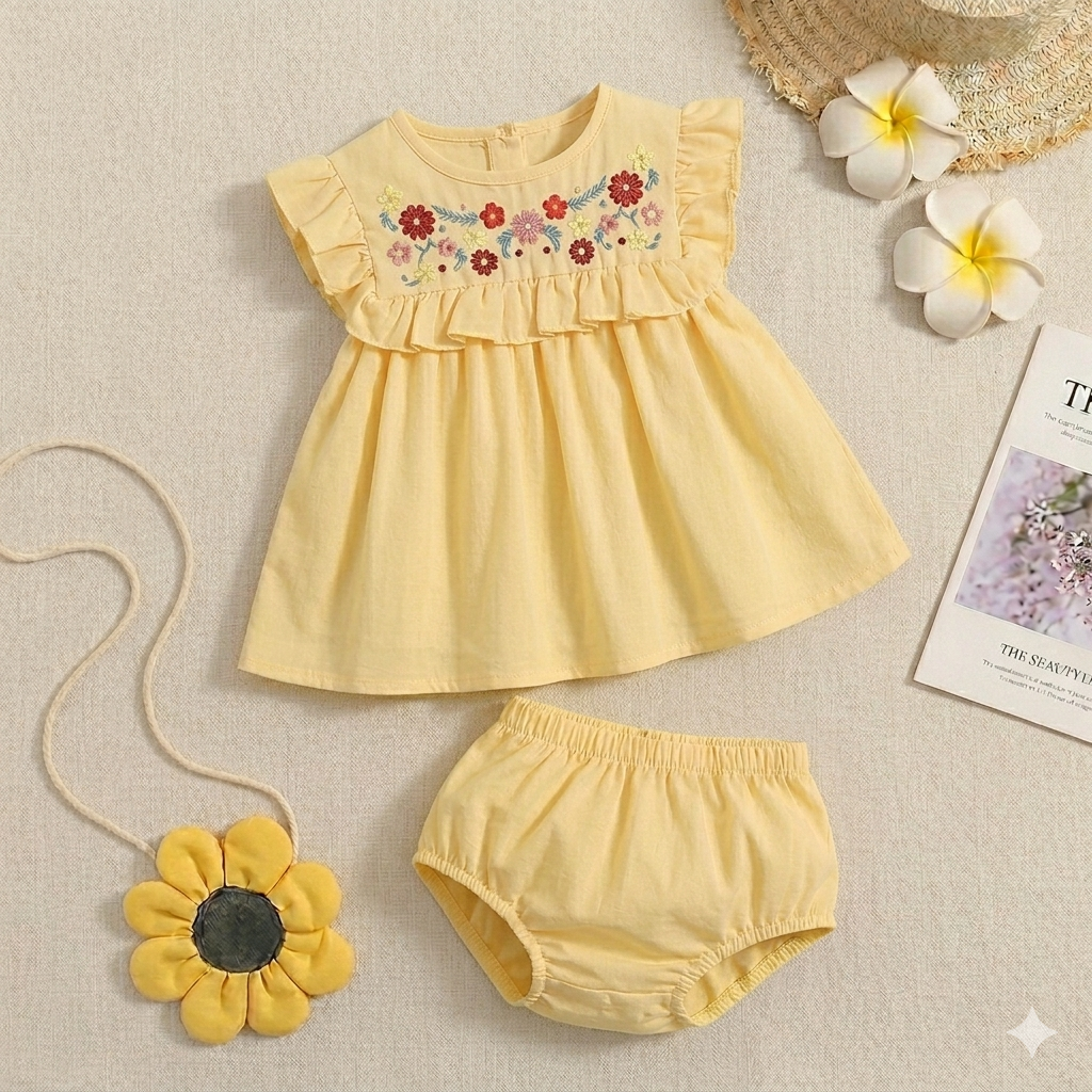 Hand embroidered Daisy Frock